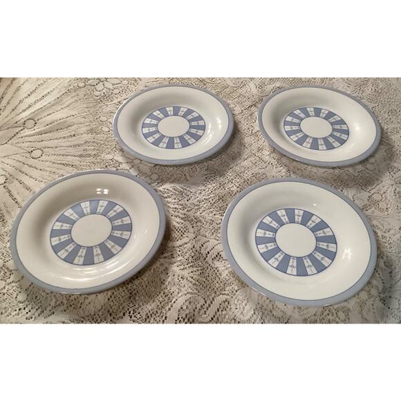 Set of 4 Martha Stewart Everyday Garden Trellis 7.75” Salad Plates Blue White - Picture 1 of 9